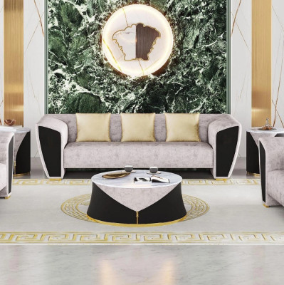 Moderno set divano 3+2+1 posti seduta divano lussuoso poltrone in velluto.