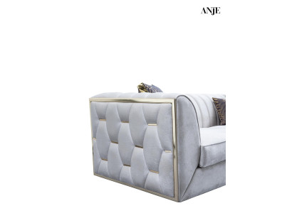 Moderno divano in acciaio inox tavolino tre posti poltrona mobili da soggiorno