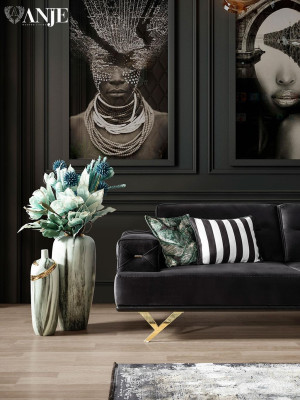 Set di divani di lusso per soggiorno con divano a tre posti, tavolino e poltrona 6 pezzi