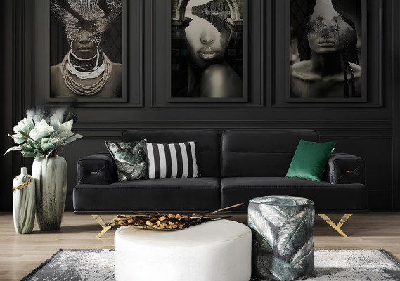 Divano moderno in acciaio inox nero mobili tessili lusso