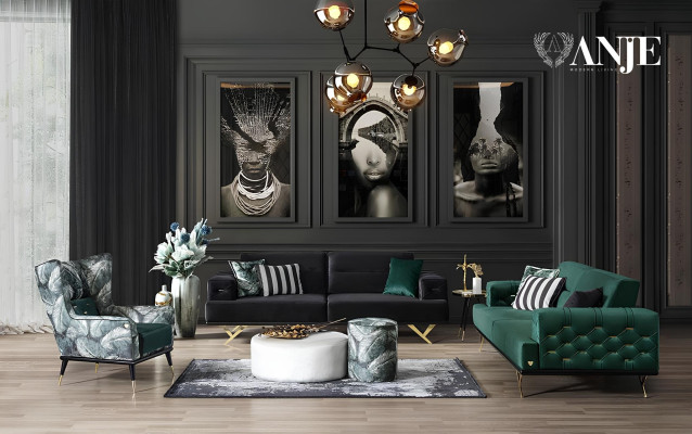 Poltrona verde singola soggiorno lusso tessuto imbottito nuovo