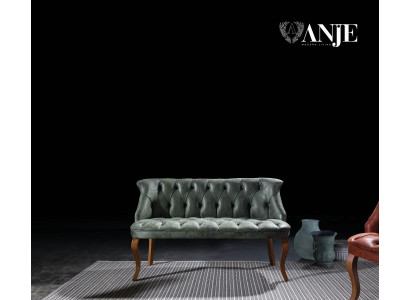 Divano Chesterfield verde a due posti in pelle sintetica per soggiorno
