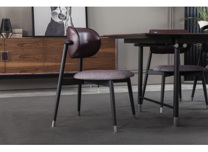 Poltrona di lusso imbottita, sedie da designer loft, grigio, sedia da cucina in pelle