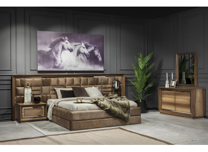 Elegante camera da letto marrone comò armadio letto mobili 6 pz.
