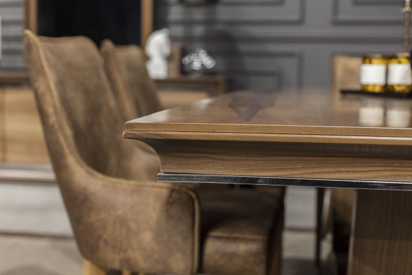 Set da pranzo 9 pezzi con tavolo, sedie, credenza e specchio