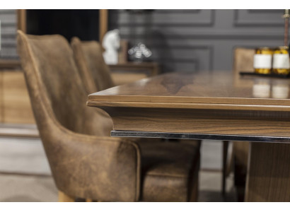 Set da pranzo 9 pezzi con tavolo, sedie, credenza e specchio