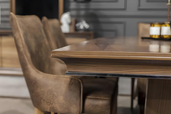 Set da pranzo di lusso con tavolo e sedie, credenza, tavolo 7 pezzi