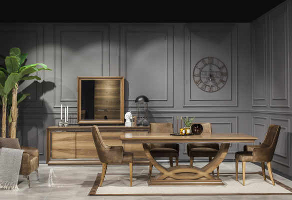 Tavolo da pranzo di lusso 207x101cm Tavolo elegante per sala da pranzo Tavolo in legno Mobili