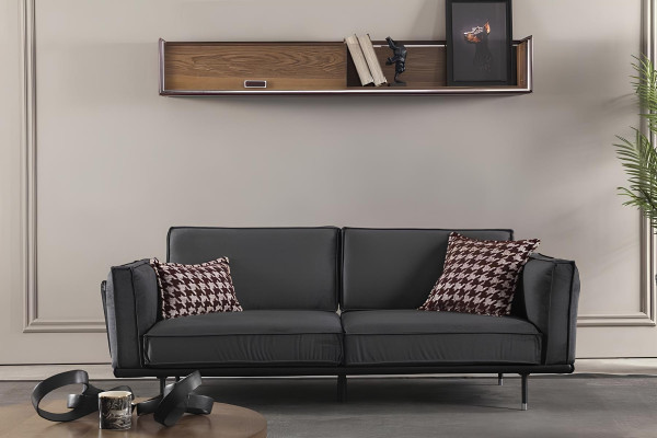 Mobili in stile italiano set di divani divano grigio cuscini loft 3 pz.