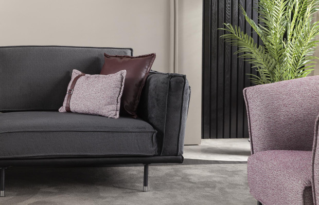 Mobili in stile italiano set di divani divano grigio cuscini loft 3 pz.