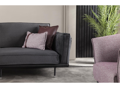 Mobili in stile italiano set di divani divano grigio cuscini loft 3 pz.