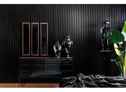 Set di mobili per camera da letto Set completo Letto nero Armadio Comodini 8 pezzi