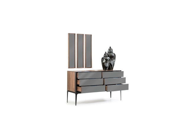 Set di 3 specchi di lusso con cornice marrone