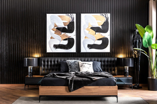 Set completo di mobili per camera da letto con letto, comodini e armadio 4 pezzi.