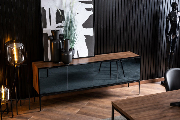Comò con porte a specchio marroni Stile moderno con spazio di archiviazione Comò Sideboard