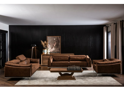 Poltrona in stile moderno marrone, imbottita, lussuosa, comoda, singola