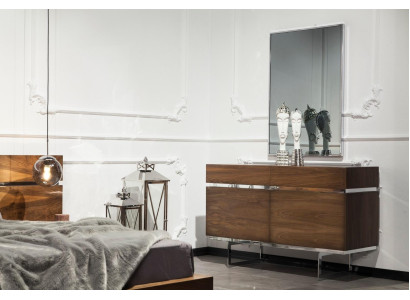Comò di lusso 130cm con specchio set 2 pezzi mobile marrone