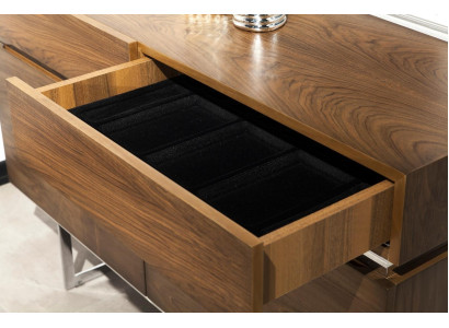 Comò di lusso 130cm con specchio set 2 pezzi mobile marrone