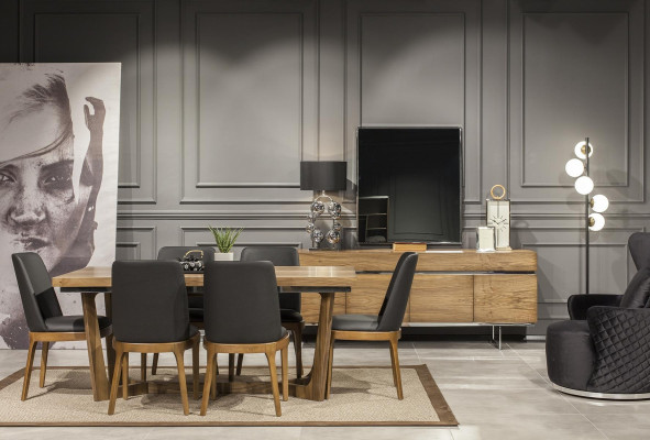 Poltrona di lusso in pelle, sedie imbottite, mobili di design loft neri per cucina