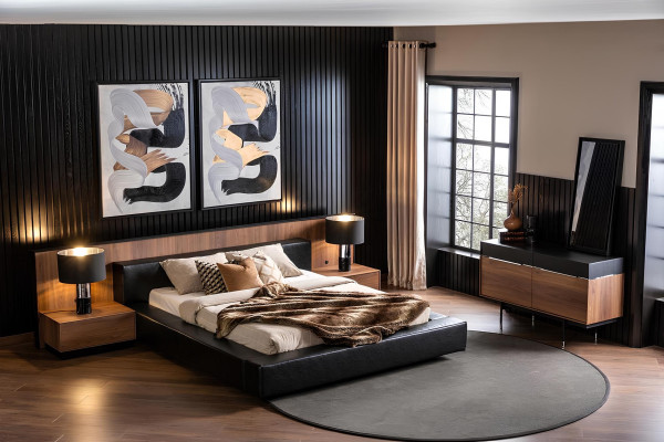 Set camera da letto di lusso con comodino, armadio, tavolino e letto 6 pezzi