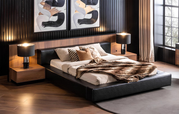 Set camera da letto di lusso con comodino, armadio, tavolino e letto 6 pezzi