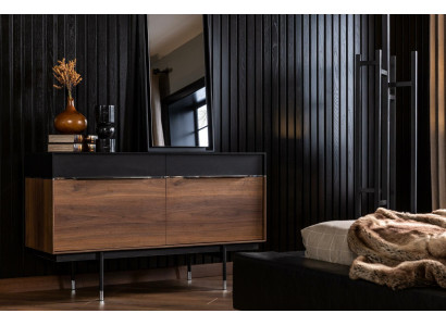 Specchio lussuoso a stelo specchio da parete con cornice nera stile 100x46