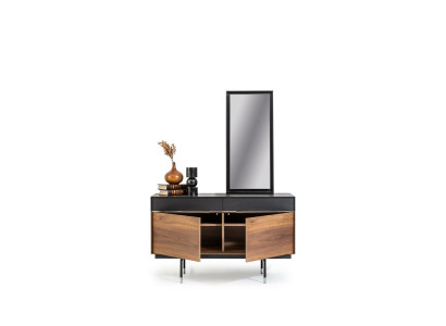 Specchio lussuoso a stelo specchio da parete con cornice nera stile 100x46