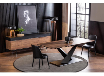 Tavolo da cucina a colonna di lusso in stile moderno tavolo marrone 208x92cm