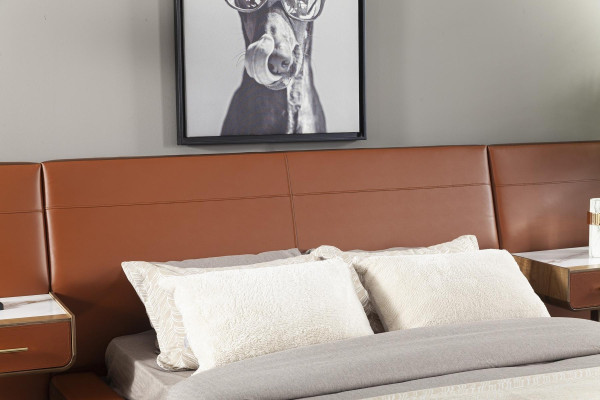 Letto matrimoniale arancione con 2 comodini mobili 3 pezzi