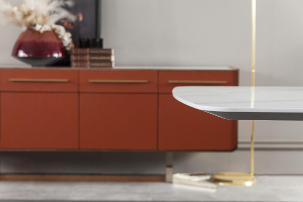 Tavolo bianco per sala da pranzo in stile moderno lussuoso e confortevole