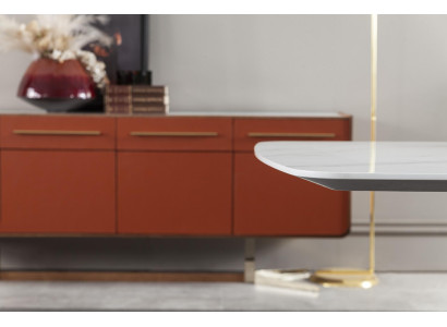 Tavolo bianco per sala da pranzo in stile moderno lussuoso e confortevole