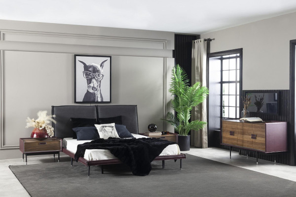 Comodino di lusso marrone per camera da letto, comodini loft, console moderna