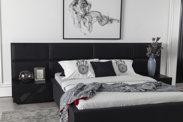 Comodino di lusso con frontali in vetro Tavolino nero Comodini da hotel