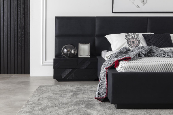 Comodino di lusso con frontali in vetro Tavolino nero Comodini da hotel