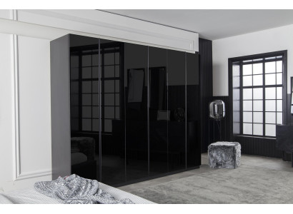 Armadio 264cm Armadi Mobili Camera da Letto Armadio in Legno Nero