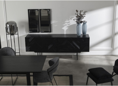 Mobile sideboard di lusso nero 208 cm con specchio 2 pezzi