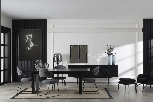 Poltrona di lusso imbottita design loft grigia in pelle per cucina