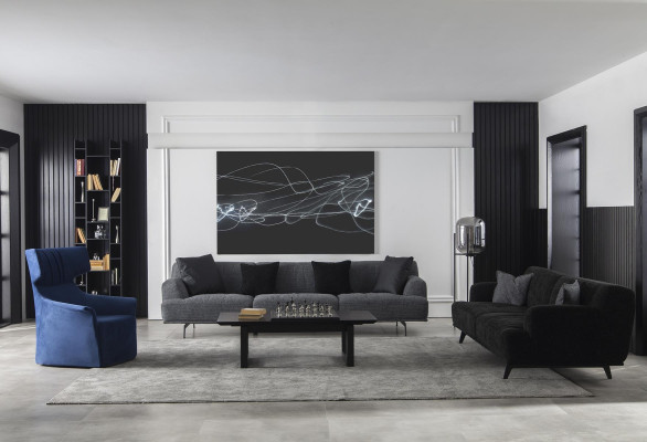 Poltrona blu singola stile moderno medio morbido lussuoso mobili