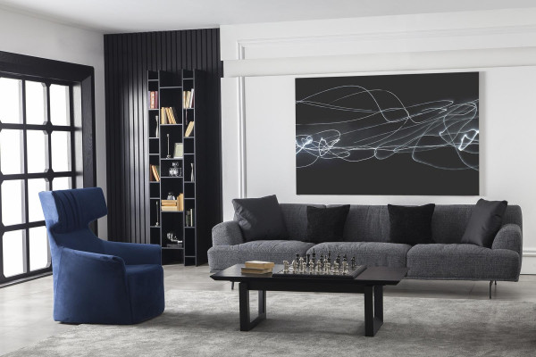 Poltrona blu singola stile moderno medio morbido lussuoso mobili