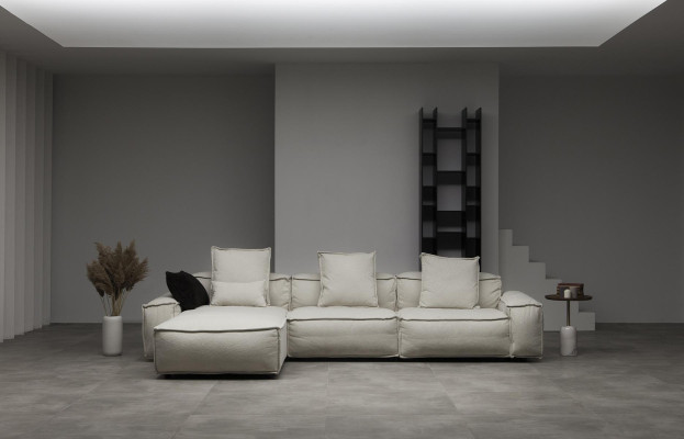 Divano angolare imbottito in stile country moderno