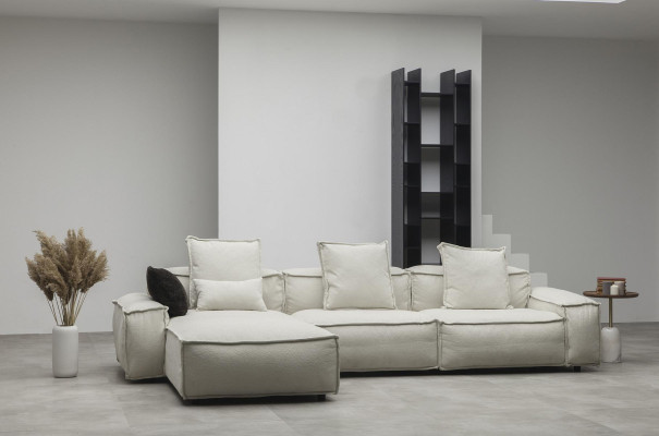 Divano angolare imbottito in stile country moderno