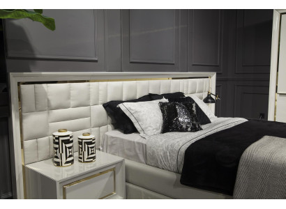 Letto di lusso 160x200 cm letto matrimoniale moderno in bianco