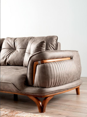 Set di divani Poltrona Relax Divano Sofa 3+3 Beige