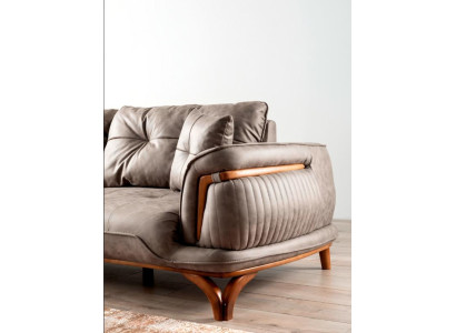 Set di divani Poltrona Relax Divano Sofa 3+3 Beige