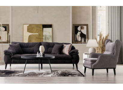 Set di divani poltrona mobili 3+1 grigio paesaggio soggiorno