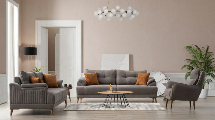 Comoda combinazione di divano 3+3+1 per il tuo soggiorno in moderno