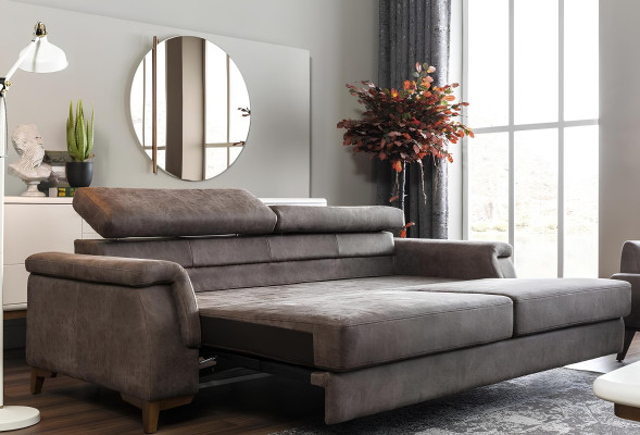 Divano 321 posti in tessuto con funzione letto