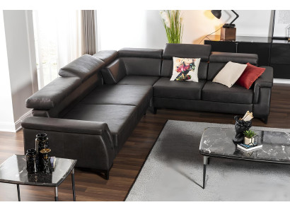 Divano angolare a forma di L divani divano in pelle nero con funzione letto paesaggio abitativo