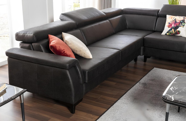 Divano angolare L-Form poltrona mobili funzione letto nero nuovo