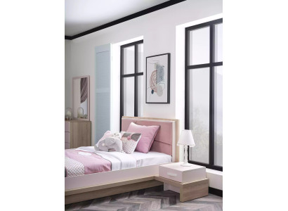 Letto per bambini in legno rosa set di mobili per bambini 9 pezzi